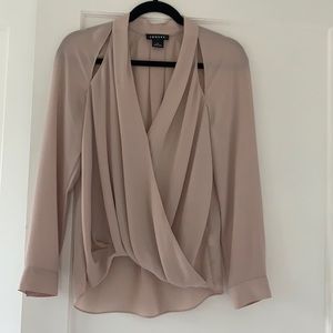 Trouve Cut-out Surplice Split Shoulder Blouse, L